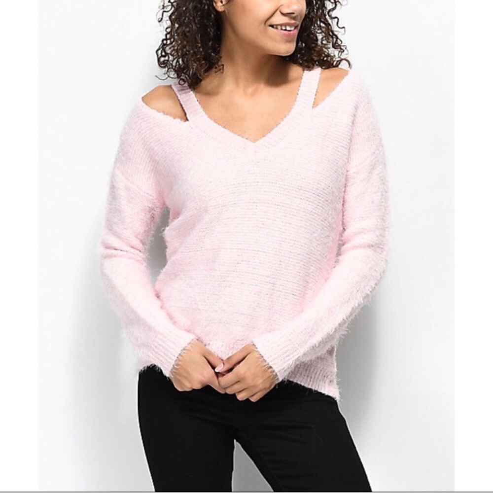 bea pink fuzzy sweater
